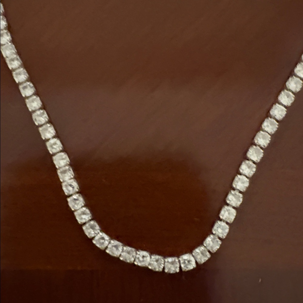 Silver Tennis Necklace - Picture 5 of 6